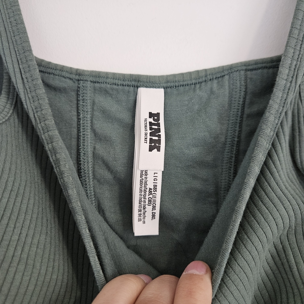 Victoria's Secret Pnk Ribbed Scoop Tank in Sage - Picture 2 of 4